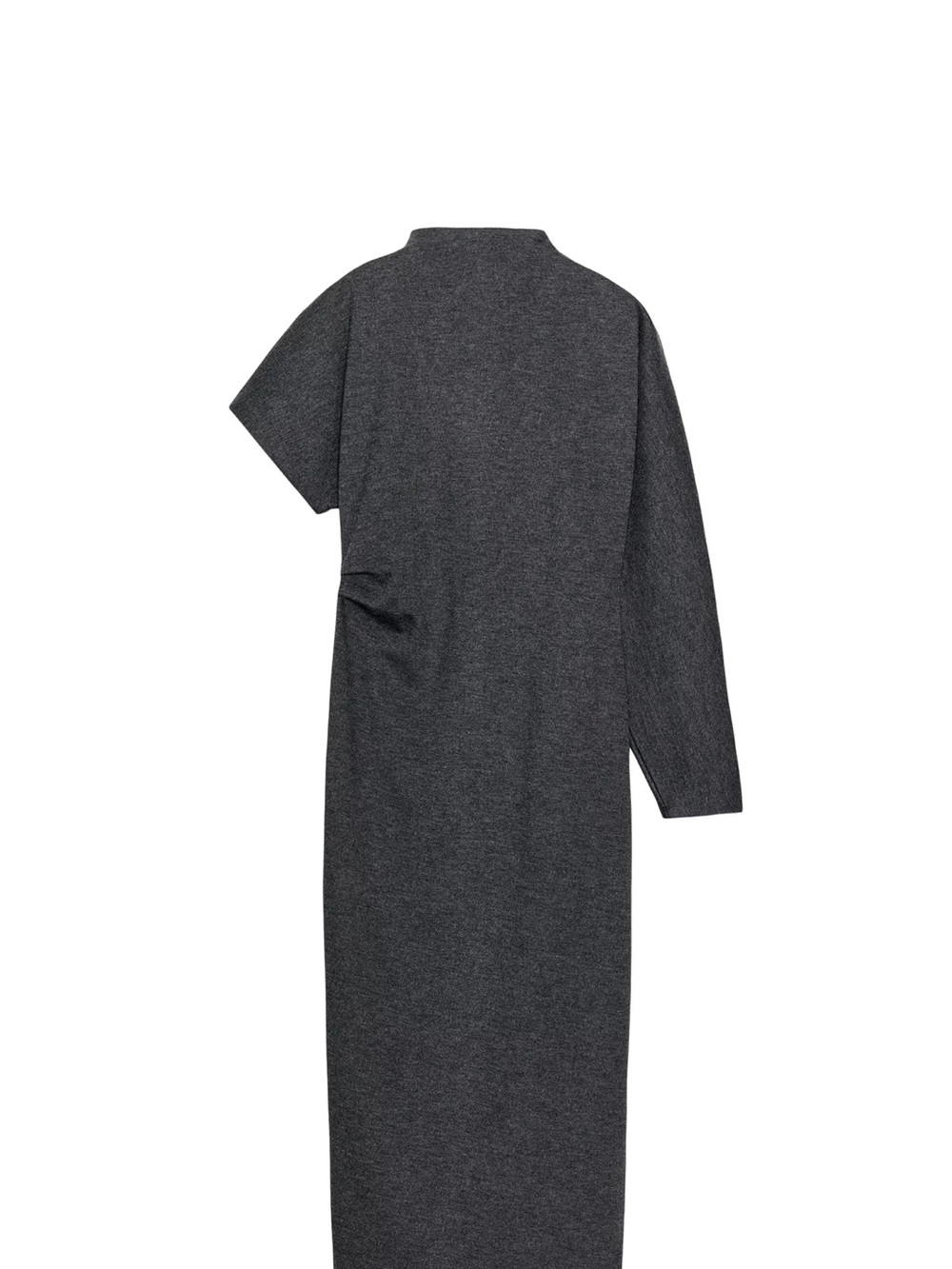Zara One-Shoulder Asymmetric Knit Dress - Charcoal Gray